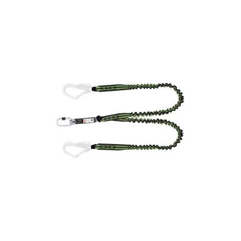 KRATOS SAFETY - Longe fourche en sangle élastique 1,50 m avec absorbeur d'énergie et mousquetons