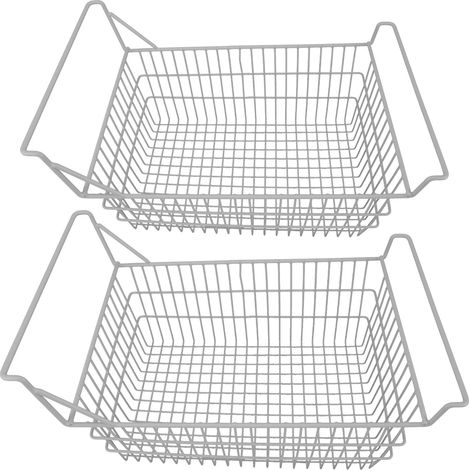 2 paniers de congélation pour congélateur coffre, corbeilles de rangement métalliques avec poignées hautes et basses, organisateur pour cuisine placard, 50x24cm (1/5)