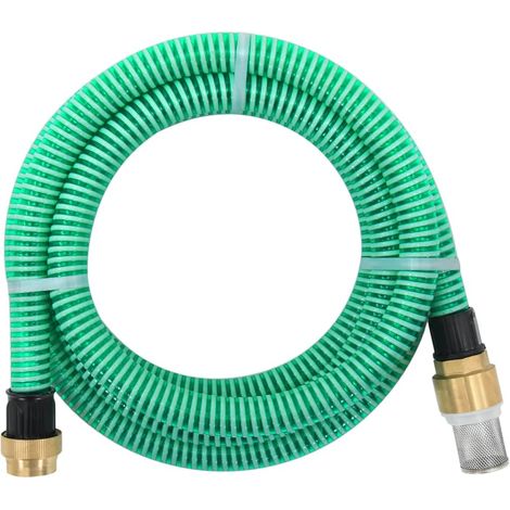 vidaXL Tuyau d'aspiration avec raccords en laiton vert 1,1" 7 m PVC