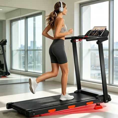 BAYMATE Tapis de course compact – Surface 37x91 cm – 11.6 km/h – Inclinaison 15% – Charge 159 kg – Pliable – Cardio à domicile