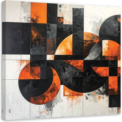 Stampe su Tela, Astrattismo cerchi forme nero arancione, 20x20 (1/5)