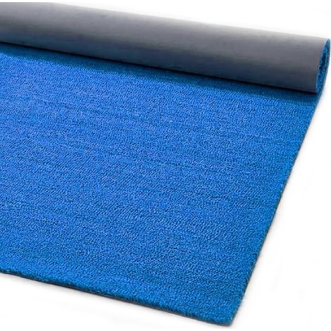 Paillasson Coco Naturel Coloré Antidérapant Sur Mesure Tapis D'Entrée Bleu - 100x200 cm