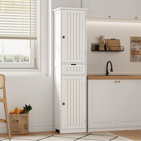 Armoire de rangement 170x40x30 cm MDF blanc HAVRYA (1/5)