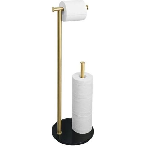BARKBUSTERS Porte Papier Toilette sur Pied Distributeur Papier Toilette Rangement Papier Toilette, Base en Verre Trempé et Tige en Acier Inoxydable pour Salle de Bain, Doré, EGKN220LD-2-GB (1/4)