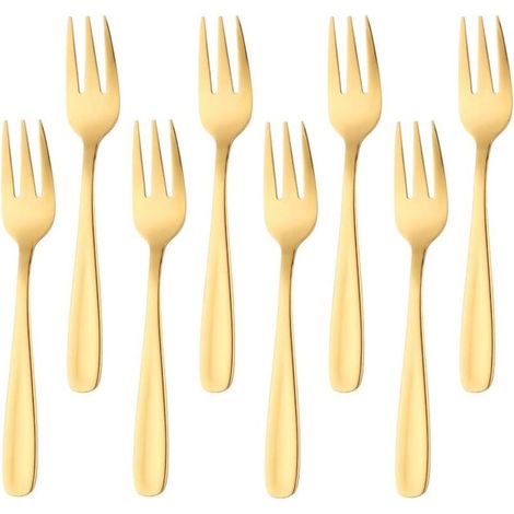 Forchetta da torta in acciaio inox 18/10, 3 rebbi, finitura oro specchio – elegante e resistente