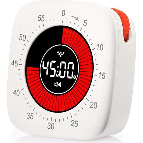 Minuteur visuel numérique avec écran Couleur, Compte à rebours de 60 Minutes, Silencieux Outil de Gestion du Temps pour Cuisine, Salle de Classe, Réunions, Enfants et Adultes (1/5)