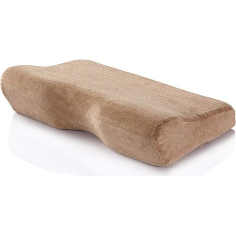 Oreiller cervical en mousse à mémoire de forme pour le cou et les épaules, pour les personnes dormant sur le côté (marron clair)-AquaForge (1/5)