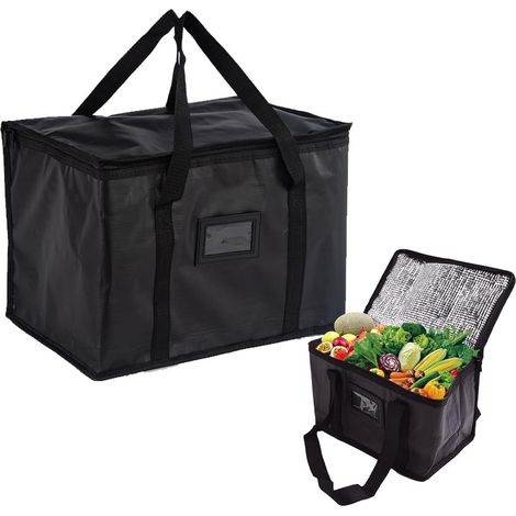 Sac isotherme de 70 litres, pliable, réutilisable et étanche, idéal pour les pique-niques, les barbecues et le camping (noir). (1/5)