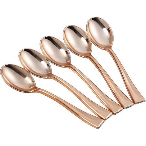 Set mit 24 Mini-Einweglöffeln aus Kunststoff zum Probieren von Desserts, Kuchen und Eiscreme. – 9,80 x 2,00 x 0,30 cm (1/4)