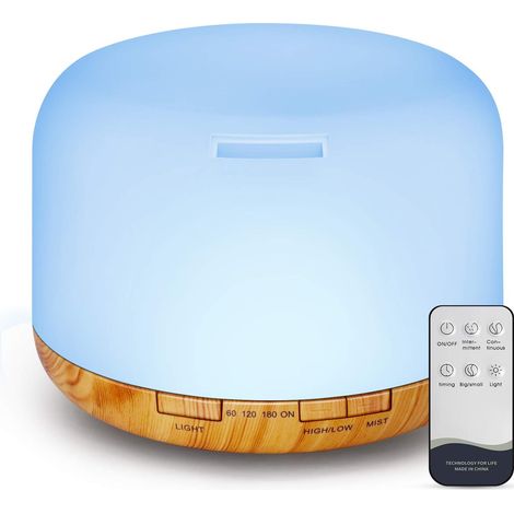 Diffuseur Huiles Essentielles - 500 ml - Ultrasonique Sans BPA - Avec Télécommande - Minuterie Réglable Et Arrêt Automatique - 1 Pièce (1/5)