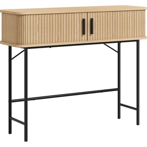 Console Ploureval Design Industriel Portes Coulissantes Chêne & Noir 100 cm (1/5)