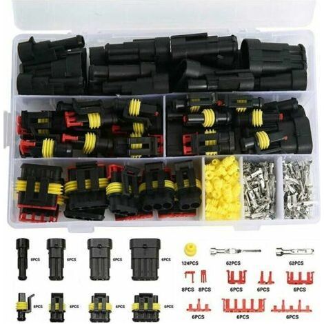 Kit de connecteurs imperméables 352 pièces – Terminaux électriques étanches 1/2/3/4 broches – Pour motos, scooters et voitures (1/5)