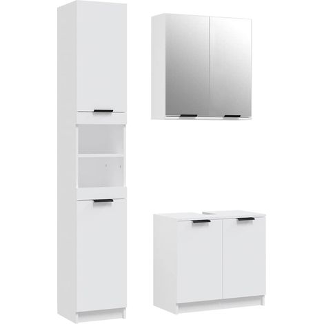 Maison Exclusive - Set di Mobili da Bagno 3 pz Bianco in Legno Multistrato (1/5)