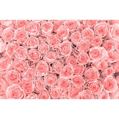 Papier peint fleur rose panoramique 3D | Tapisserie panoramique salon fleurie rose | Papier peint panoramique floral pour cage d'escalier - 267 x 400 cm (4 pièces) (1/2)
