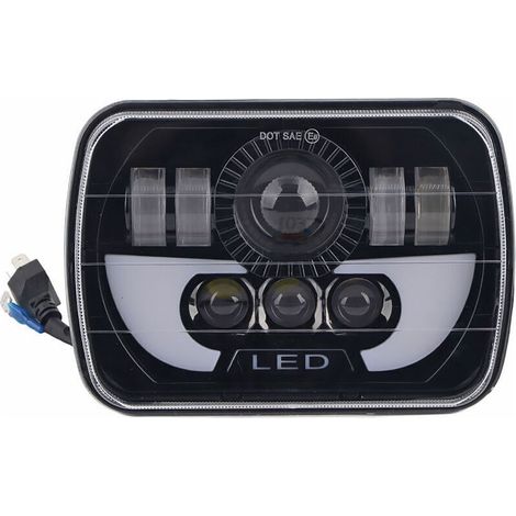 Faro LED universal de 5x7 pulgadas y 90 W con luz alta/baja, resistente al agua.