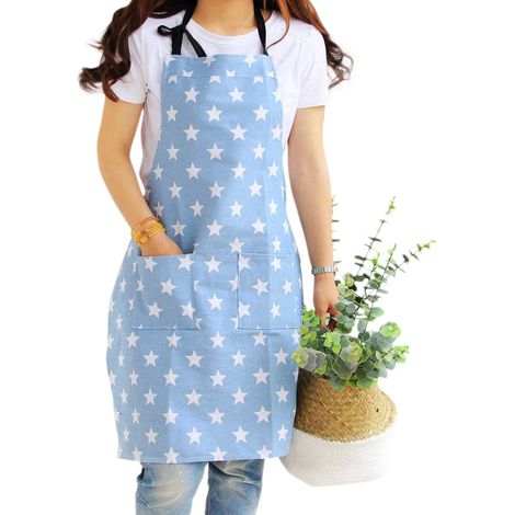 Grembiule da cucina da donna in cotone con tasche, regolabile, ideale per cucinare, cuocere al forno e pulire.