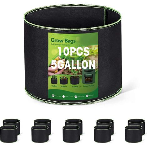 sacs De Culture En Ponge (10 Pices) - Grande Capacit De 20 L (30 Cm De Diamtre, 25 Cm De Hauteur) - Sacs Pour Plantes Avec Poignes Pour Pommes De (1/5)