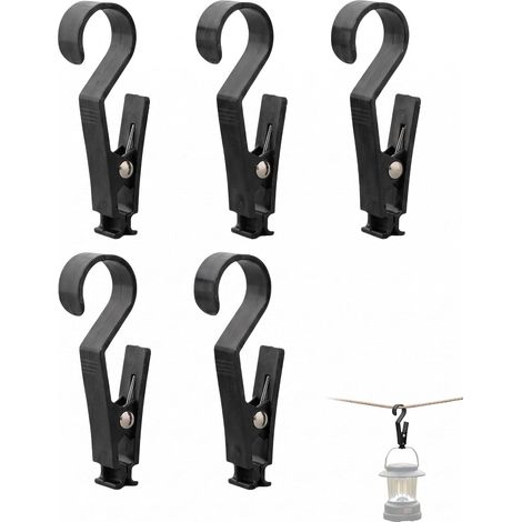 Pinces Bâche et Attache Tente, Lot de 6 Clips Fixation Noirs, Verrouillage Antidérapant Renforcé pour Piscine, Voile d’Ombrage (1/5)