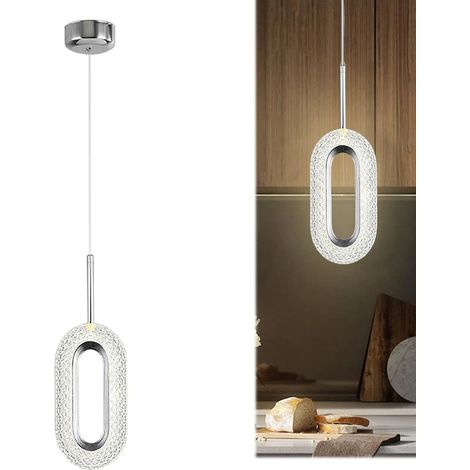 Plafonnier LED chromé couloir argenté, lumière chaude luminaire mini pour chambre à coucher, entrée, en cristal, îlot de cuisine, suspendu 3 000 K (1/5)