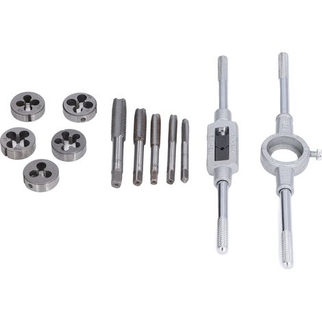 Kit de taraudage manuel 12 pièces avec clé et filière pour l'ameublement automobile