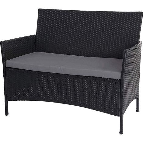 Panca da giardino in polyrattan antracite screziato con cuscino grigio MDJ04133