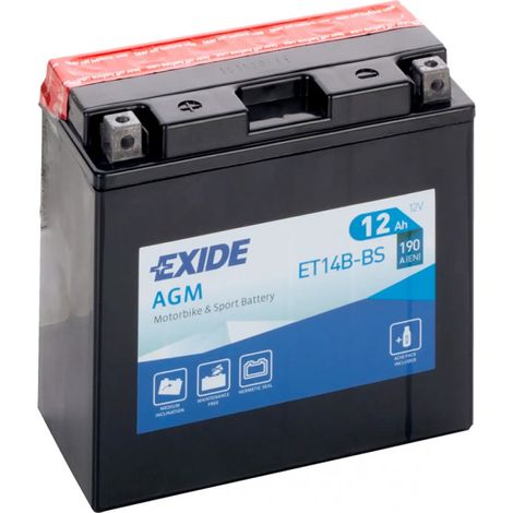 Batterie moto Exide ET14B-BS YT14B-BS 12v 12ah 190A
