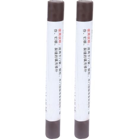 Lot de 2 crayons de peinture pour meubles et sols, pour réparer les rayures et les composites de bois, couleur café. (1/5)