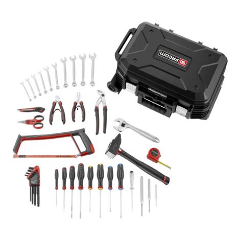 Facom – Mallette de rangement 39 outils mécaniques – Tournevis, clés Allen, pinces, marteau – Pour entretien général – Coffret robuste (1/5)