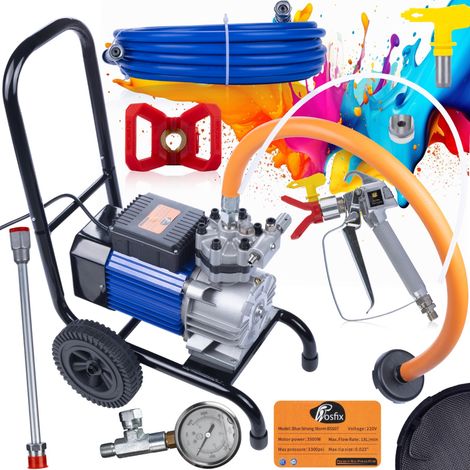 Rosfix Set Blue Strong Storm 990 BSS07 – Airless Farbspritzgerät 3500 W, 22 MPa, 18 L/min  Edelstahlpumpe  Für Wände, Holz, Stahl  Profi Lackierzubehör