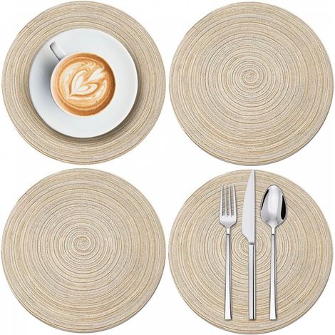 Sets de table ronds, sets de table à café, nappes, antidérapants, lavables, résistants à la chaleur, pour la décoration de table, lot de 4 (1/3)