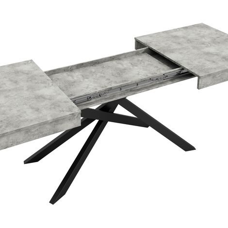 Mesa de Comedor Rectangular Extensible para 6-8 Personas con Patas Cruzadas y Tablero Grueso, MDF, Gris (1/5)