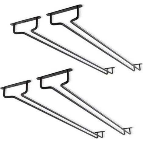 4er-Set Weinglasregale (40 cm) für die Unterbaumontage – Weinglashalter aus Metall – Weinglasregal – Für Minibar und Küchenaufbewahrung – Schwarz
