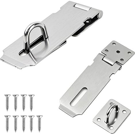 1 Piece Loquet Porte Exterieur en Acier Inoxydable avec Vis, Verrou Interieure et Porte Cadenas, Serrure Portail Exterieur pour Placard Cave, Targette de Portes Robustes (1/5)
