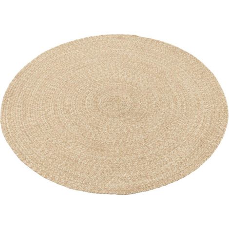 Tapis Rond Bohème "Miami" 120cm Naturel & Blanc (1/3)