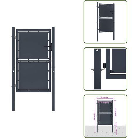 Portail de jardin Acier 100 x 125 cm Anthracite - Portail D'entrée - Portails En Acier - Clôture Jardin - Porte De Jardin - Portail Anthracite