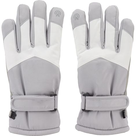Gants de moto tactiles, imperméables, antidérapants, en polaire épaisse, gants complets pour l'hiver et les activités de plein air, gris clair (1/5)