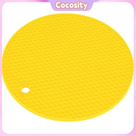 Cocosity Napperon de Table Tapis de forme ronde en Silicone épais de qualité alimentaire, napperon electromenager gros Rouge Jaune (1/5)