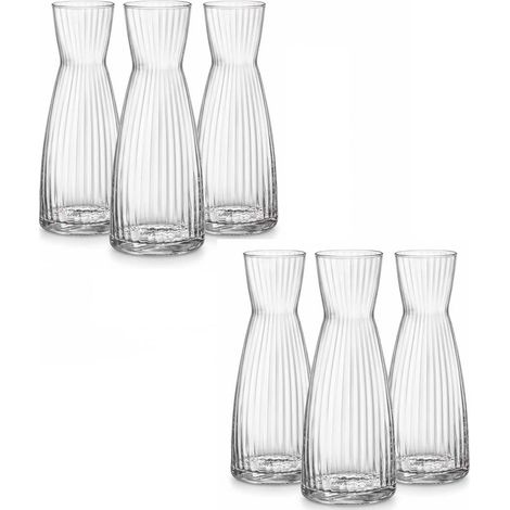 Set 6 Caraffa in Vetro Star Glass Bottiglia da Tavola UN QUARTO DI LITRO CL 25  Elegante anche come porta fiori sui tavoli Alta Brillantezza Resistente agli Urti per Casa o Ristorazione MADE IN ITALY