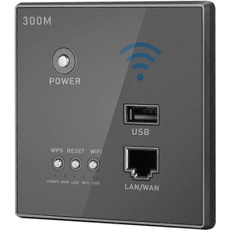 Prise Wi-Fi sans fil RJ45, relais AP, prise USB intelligente, grise-- (1/5)