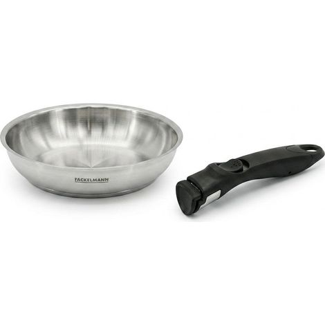 Poêle de cuisson 20 cm en inox et manche amovible Fackelmann InoGrip avec accessoires (1/5)