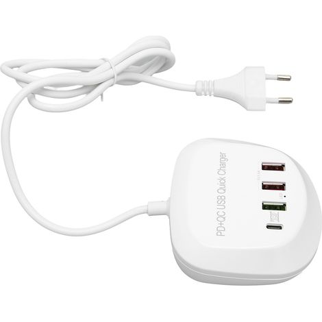 Station de charge USB PD 20W QC3.0 multiport, charge rapide USB pour téléphones portables, tablettes et ordinateurs portables, prise UE 100-240V (1/5)