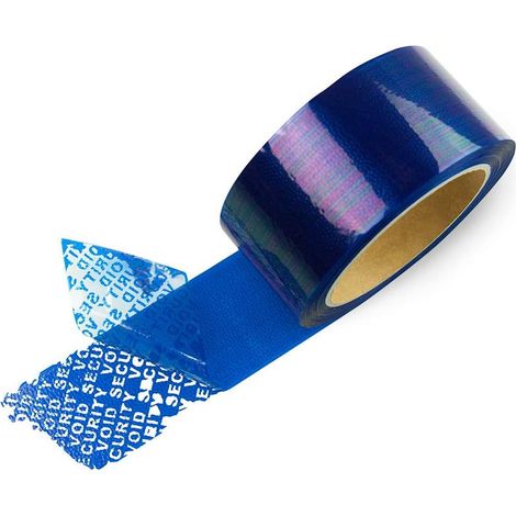 Ruban De Sécurité Antifraude - 50 mm x 50 m - Bleu - Pour Scellage Enveloppes Cartons Colis - 1 Rouleau (1/4)