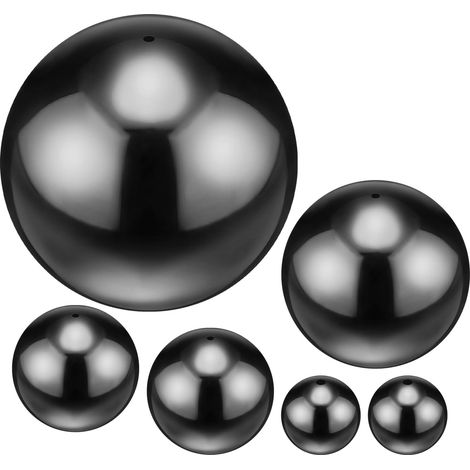 Pack de 6 Globe-Boule de Jardin Contemplatif 5,3,2,1 Po Acier INOX 201 Boule Creuse Miroir Réfléchissante Flottante pour Décoration Ext. Jardin/Étang/Maison/Cour [Noir Brillant]