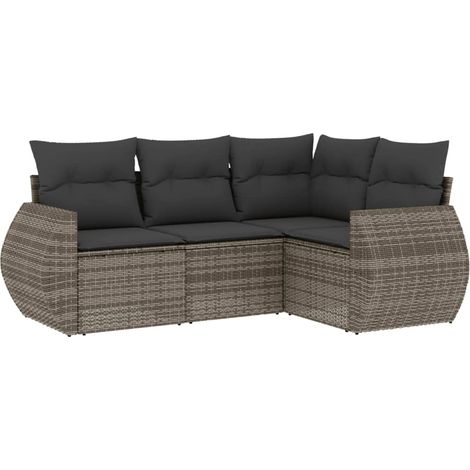 Maison Exclusive - 4-tlg. Garten-Sofagarnitur mit Kissen Grau Pol