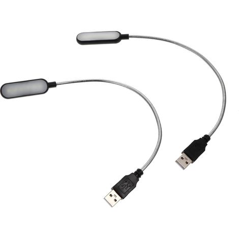 Lampe USB Portable 2pcs 6 Led, Lampe de Lecture Flexible en Métal Noir, Alimentation Usb, pour Chambre et Véhicule (1/5)
