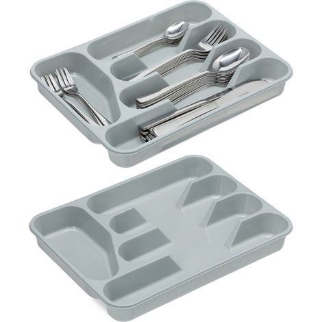 Graues besteckkasten set mit 2 stuck 8