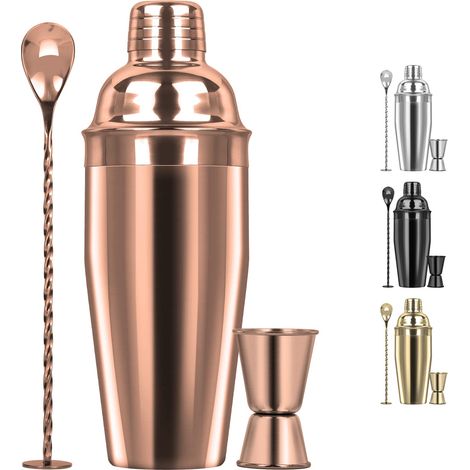 Ensemble shaker à cocktails en acier inoxydable 18/8 de 710 ml (24 oz) avec passoire intégrée, doseur et cuillère à mélange, kit de barman professionnel-AquaForge