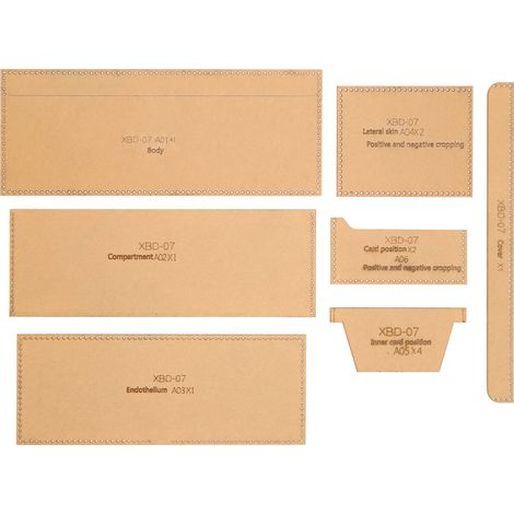 Gabarit acrylique 7 pièces pour la couture de portefeuilles, de bagages et de cuir : moule de découpe XBD-07