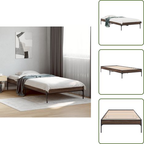 Cadre de lit sans matelas chêne marron 90x190 cm - Cadre De Lit - Lit Double - Lit En Bois - Lit Design - Literie (1/5)