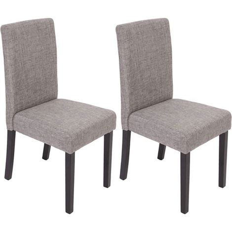 [NUNCA USADO] Lote de 2 sillas de comedor Silla de cocina Littau, textil, gris, patas oscuras (1/4)